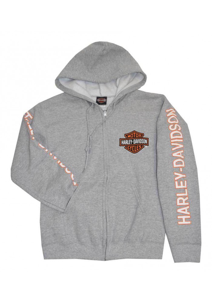 Harley Davidson Homme Sweatshirt à Capuche Veste Bar &amp; Shield Gris  30296615