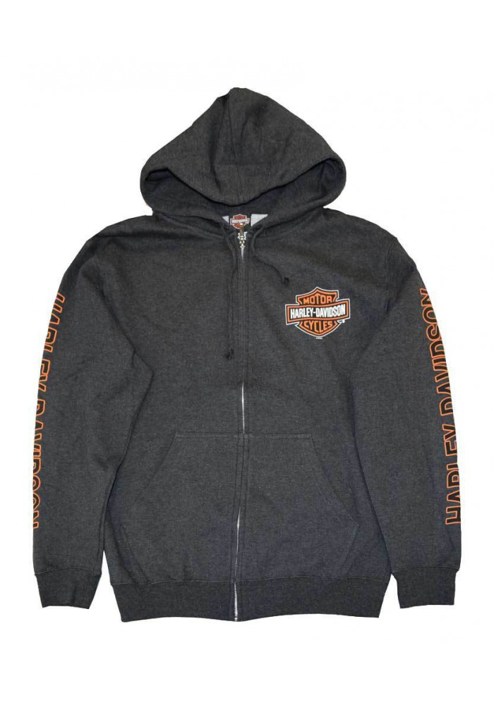 Harley Davidson Homme Sweatshirt à Capuche, Bar & Shield Zip Gris 30299143