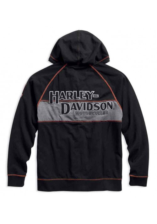 Harley Davidson Homme Iron Block Distressed Zip , Noir 99000-17VM