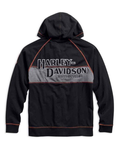 Harley Davidson Homme Iron Block Distressed Zip , Noir 99000-17VM