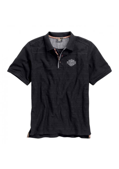 Harley Davidson Homme  Polo, Jacquarded Stripe , Noir 96431-15VM