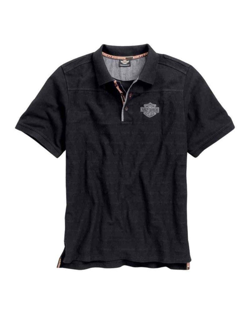 Harley Davidson Homme  Polo, Jacquarded Stripe , Noir 96431-15VM