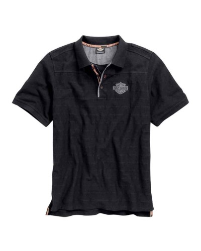 Harley Davidson Homme  Polo, Jacquarded Stripe , Noir 96431-15VM
