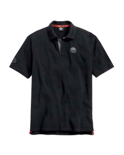 Harley Davidson Homme Polo, Burning Willie G Skull, Noir 99030-15VM
