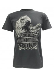 Harley Davidson Homme Prestige Eagle T-Shirt Manches Courtes Charcoal 30298301