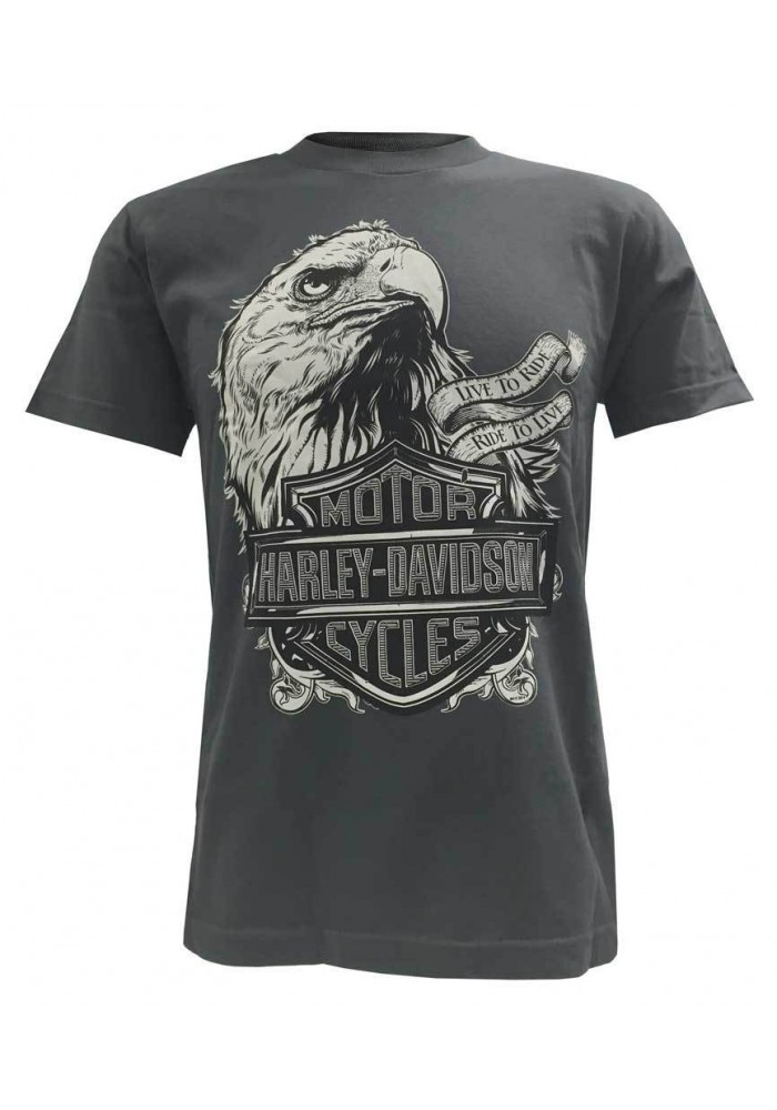 Harley Davidson Homme Prestige Eagle T-Shirt Manches Courtes Charcoal 30298301