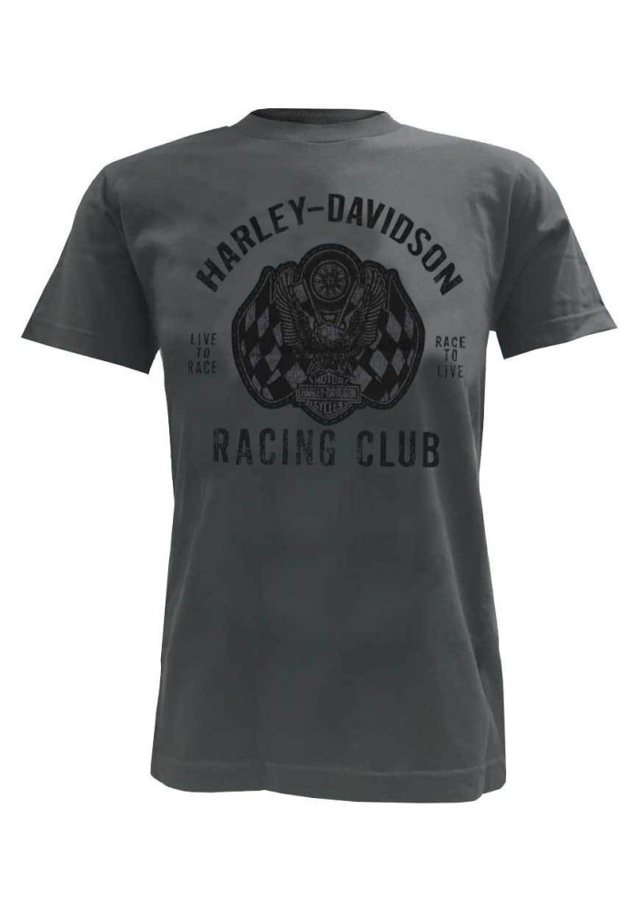 Harley Davidson Homme Racing Club Eagle T-Shirt Manches Courtes Charcoal 30298298