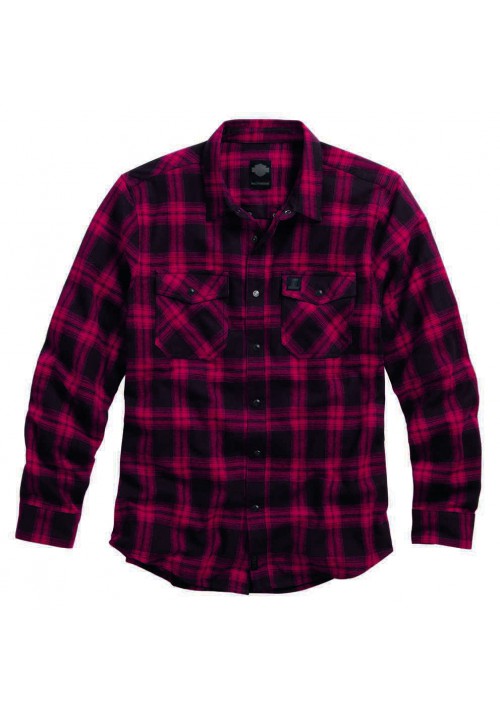 Harley Davidson Homme Rouge Plaid  Flannel  Chemise, Noir/Rouge. 99023-16VM