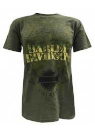 Harley Davidson Homme T-Shirt, Bar &amp; Shield Ride Hard Fatigue Camo Vert