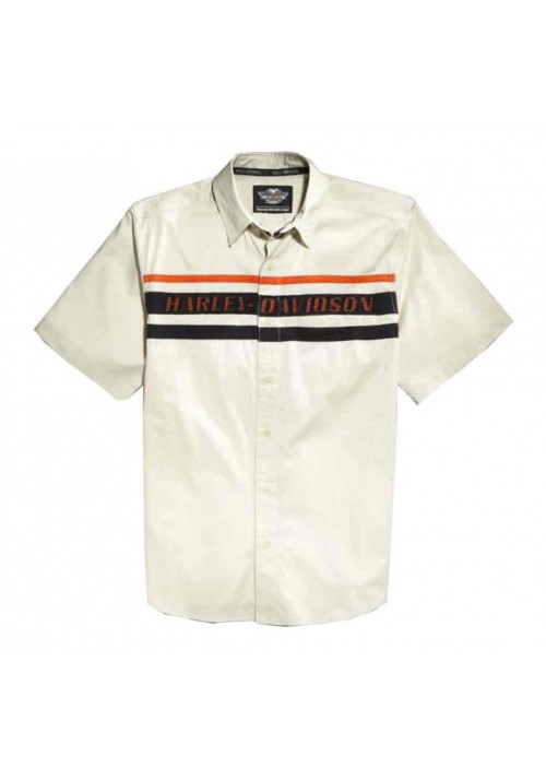 Harley Davidson Homme   Chemise, H-D Script  Stripe, Blanc 96451-15VM