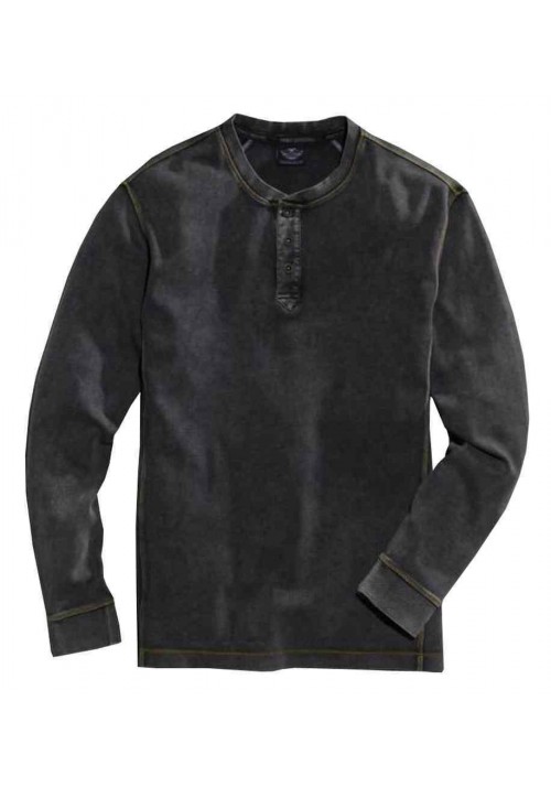 Harley Davidson Homme Acid Wash Contrast Seam Manches Longues Henley 96030-16VM