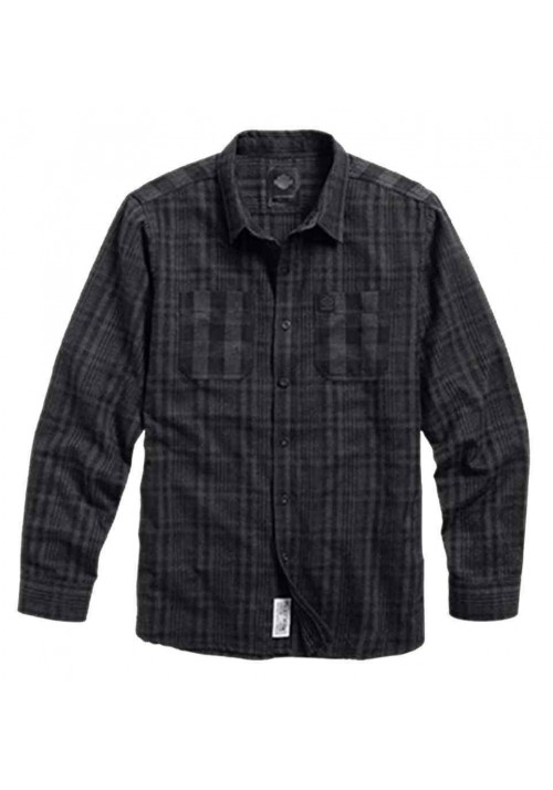 Harley Davidson Homme Brushed Flannel  Chemise, Gris/Noir Plaid. 96195-16VM
