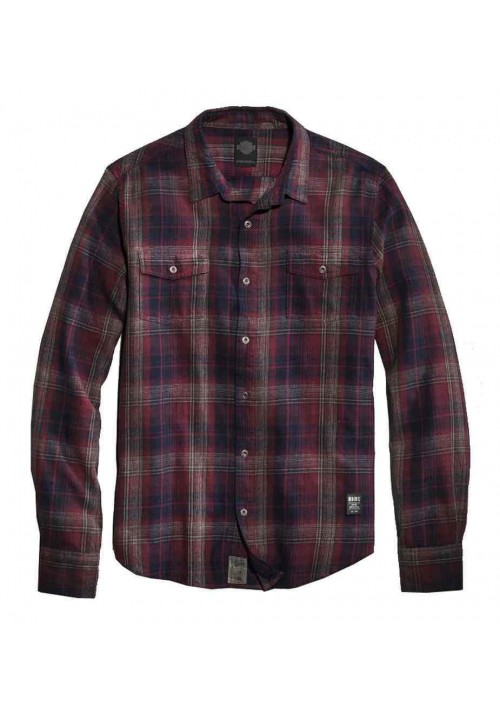 Harley Davidson Homme Cotton Manches Longues  Plaid  Chemise, Rouge 96463-16VM