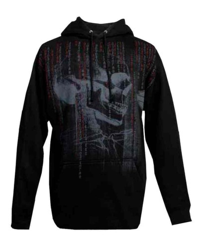 Harley Davidson Homme Pullover Sweatshirt à Capuche, Matrix Skull Profile, Noir