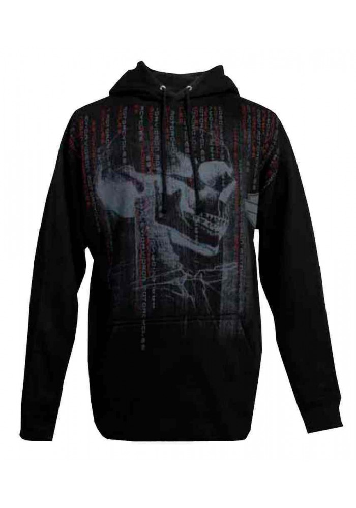 Harley Davidson Homme Pullover Sweatshirt à Capuche, Matrix Skull Profile, Noir