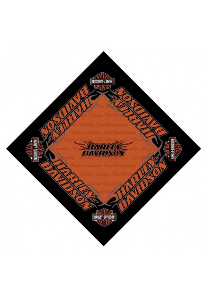 Harley Davidson Homme Strong H-D Bandana Noir Orange BA98630
