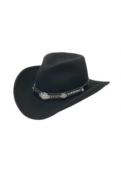 Harley Davidson Homme Crushable Laine  Bar &amp; Shield Cuir  Noir HD-208