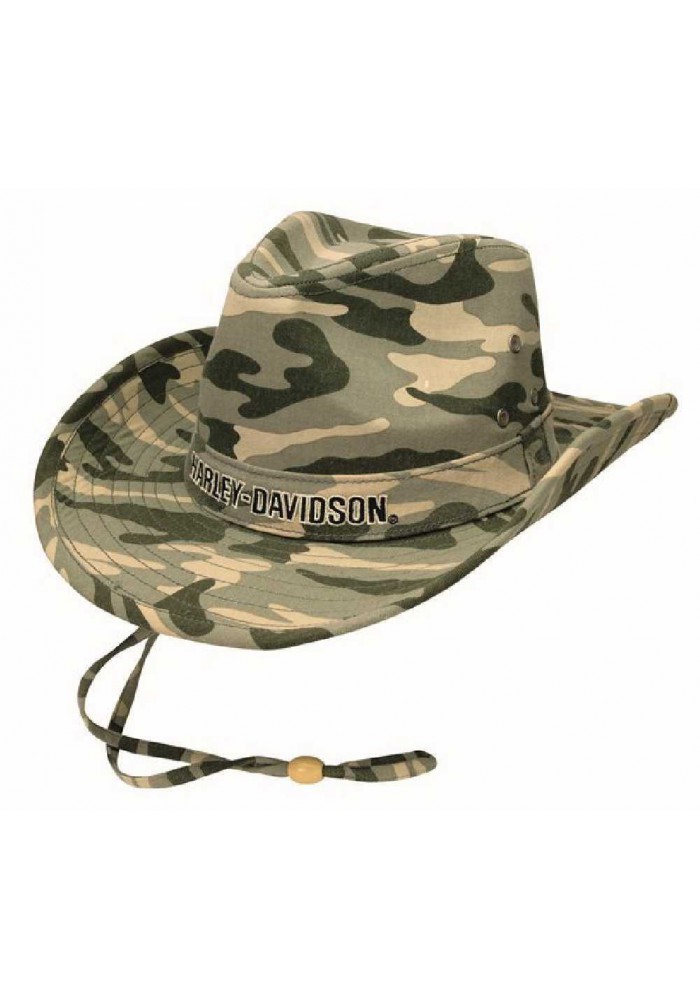 Harley Davidson Homme Outback Fedora H-D Embroidery Script Strap Camo. HD-465