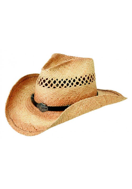 Harley Davidson Homme Vented Soft Rafia Straw Cowboy  HD-715