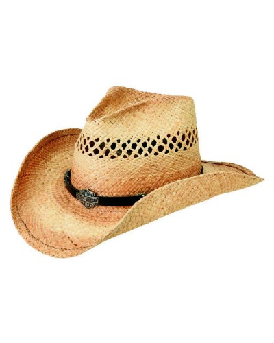 Harley Davidson Homme Vented Soft Rafia Straw Cowboy  HD-715