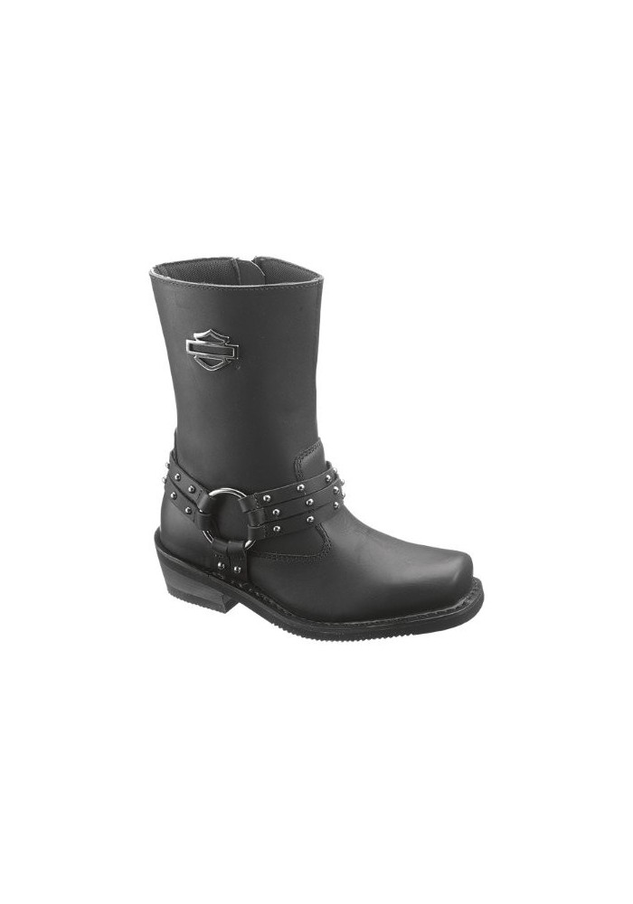 Bottes Harley Davidson Rosa en Cuir Noir (Ref : D87019) Botte Moto Femme