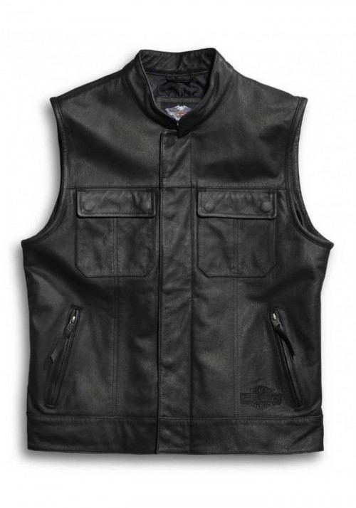 Blouson Harley-Davidson Hommes en cuir Vest  Foster Reflective  Noir 98090-15VM