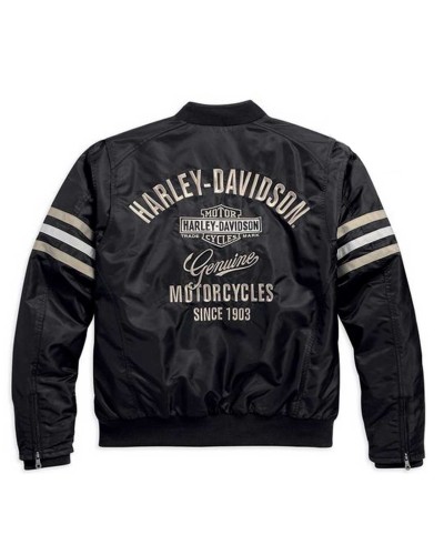 Blouson Harley-Davidson Hommes Heritage Nylon Bomber  Noir/Beige. 98552-15VM