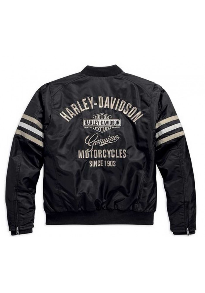 Blouson Harley-Davidson Hommes Heritage Nylon Bomber Noir/Beige. 98552-15VM