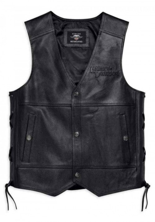 Blouson Harley-Davidson Hommes Tradition II Midweight en cuir Vest  Noir 98024-18VM