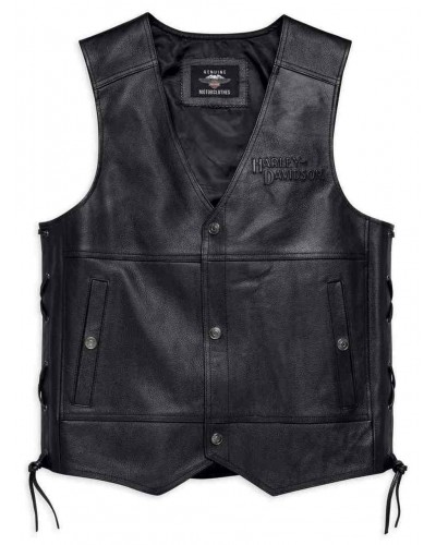 Blouson Harley-Davidson Hommes Tradition II Midweight en cuir Vest  Noir 98024-18VM