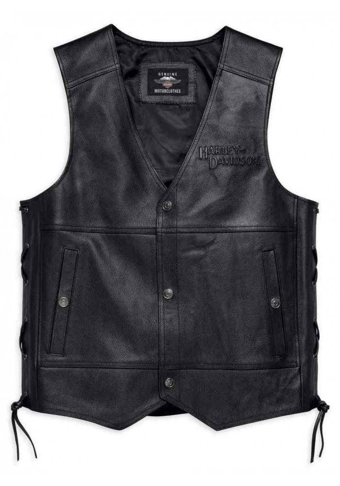 Blouson Harley-Davidson Hommes Tradition II Midweight en cuir Vest Noir 98024-18VM