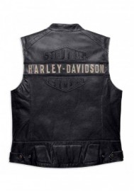 Blouson Harley-Davidson Hommes Embroidered Passing Link en cuir Vest Charcoal 98109-16VM