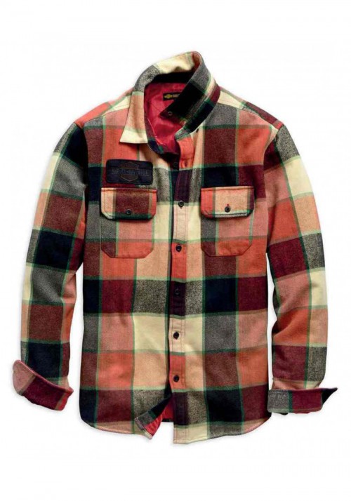 Blouson Harley-Davidson Hommes Logo Lined Slim Fit Plaid Shirt  - Red 99259-19VM