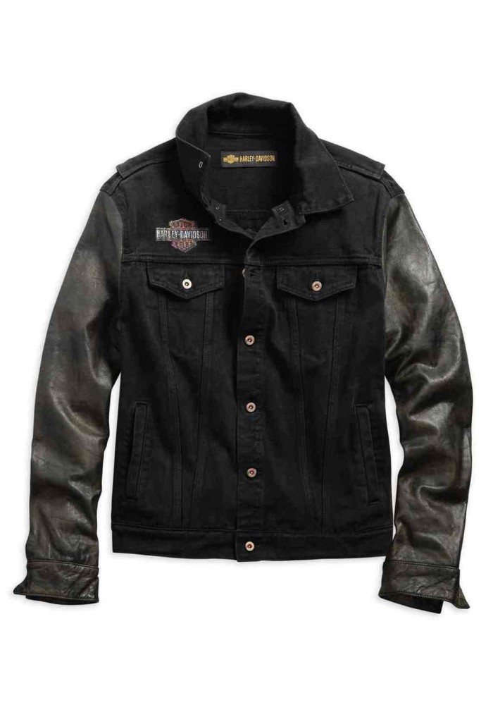 Blouson Harley-Davidson Hommes en cuir Slim Fit Denim Noir 99183-19VM