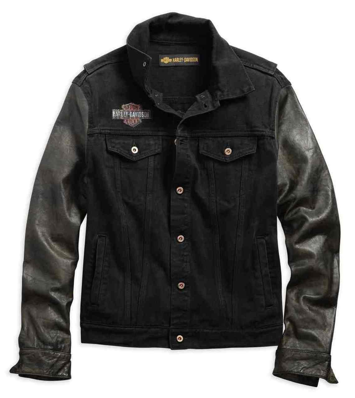 Blouson HarleyDavidson Hommes en cuir Slim Fit Denim Noir 9918319VM