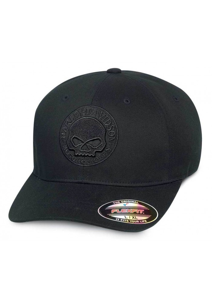 Casquette Harley Davidson Homme Willie G Skull Stretch Baseball Cap Black 99421-16VM