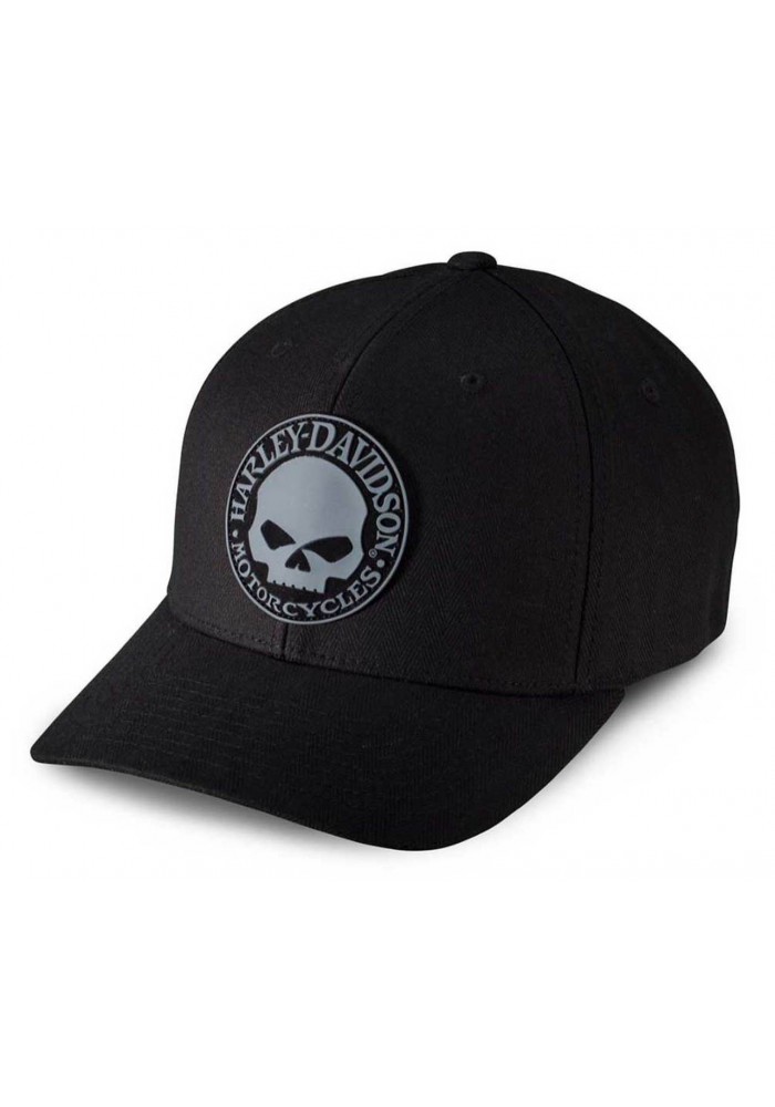 Casquette Harley Davidson Homme Rubber Skull Patch Stretch Cap Hat  Black/Grey. 99409-16VM