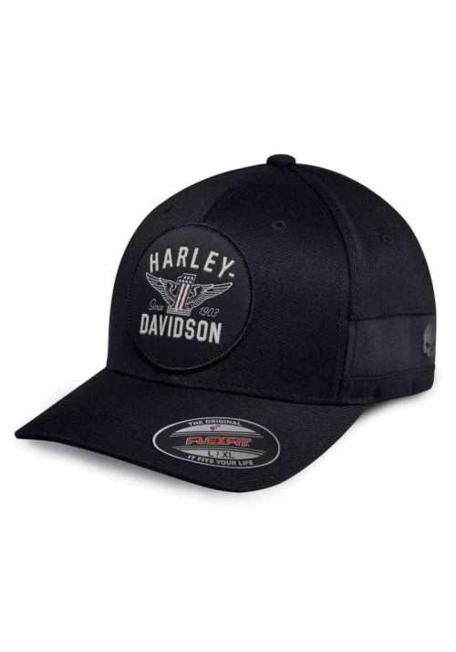 Casquette Harley Davidson Homme Winged Logo Stretch Fit Baseball Cap  Black 99403-18VM