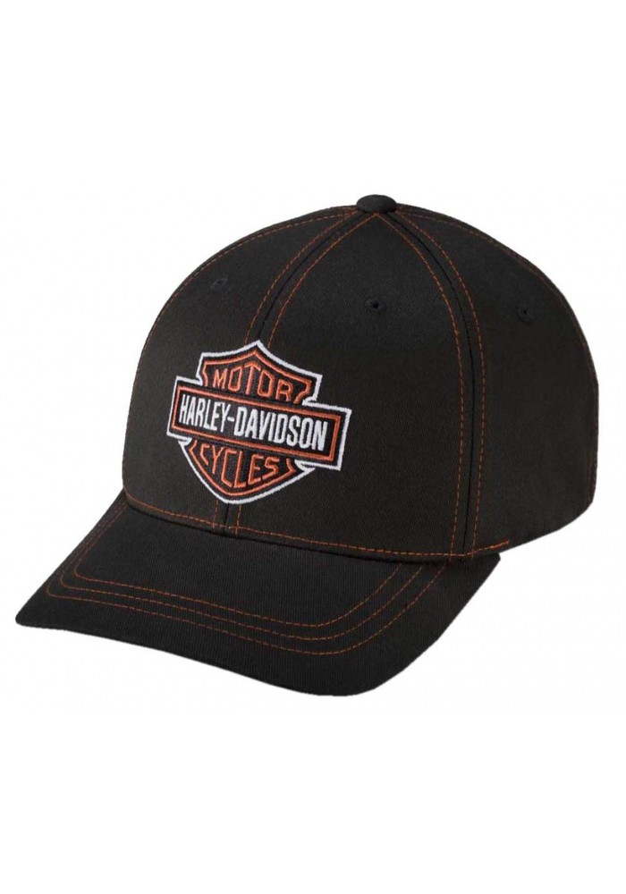 Casquette Harley Davidson Homme Contrast Stitch Logo Stretch Cap Hat  Black. 99419-16VM