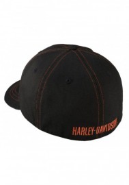 Casquette Harley Davidson Homme Contrast Stitch Logo Stretch Cap Hat Black. 99419-16VM