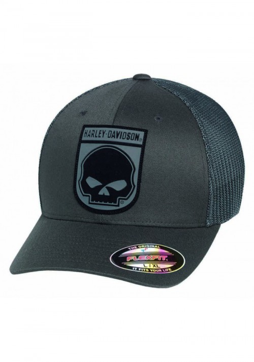 Casquette Harley Davidson Homme Rubber Skull Patch Stretch Trucker Cap  Grey. 99410-16VM