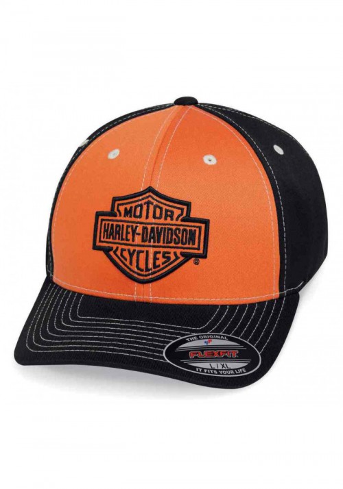 Casquette Harley Davidson Homme Colorblock Stretch Baseball Cap  Orange & Black 99469-19VM