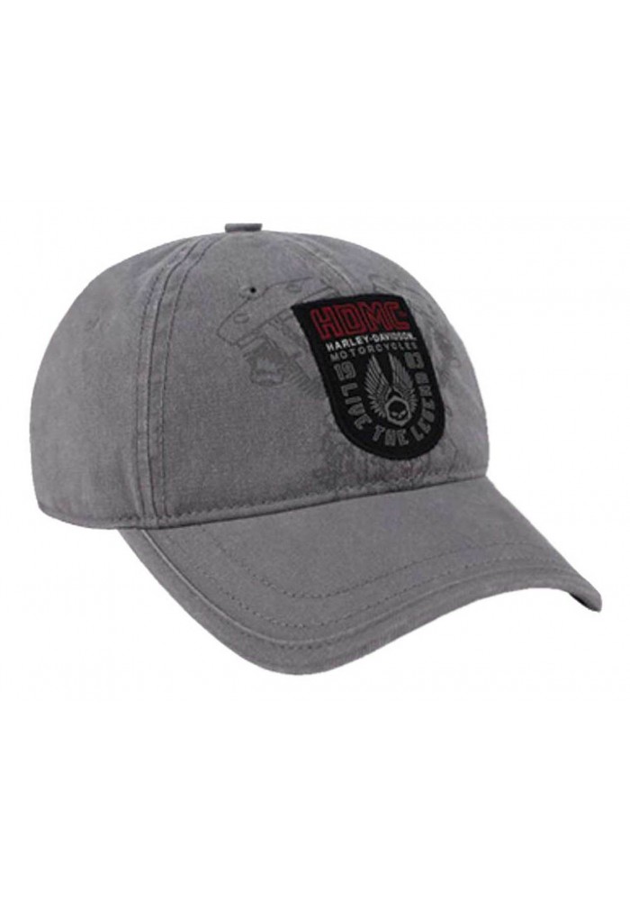 Casquette Harley Davidson Homme Forged Woven Patch Baseball Cap Gray Washed BCC31954