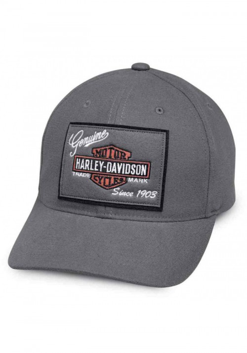 Casquette Harley Davidson Homme Genuine Logo Patch Baseball Cap  Gray 99435-18VM