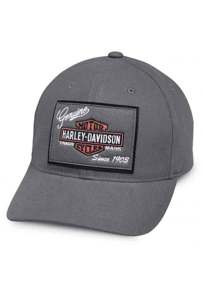 Casquette Harley Davidson Homme Genuine Logo Patch Baseball Cap Gray 99435-18VM