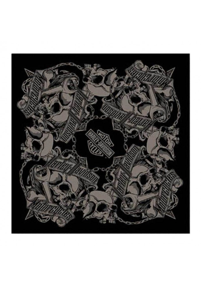 Casquette Harley Davidson Homme Grim Skulls Bandana - Black & Gray 24 x 24 in BA34180