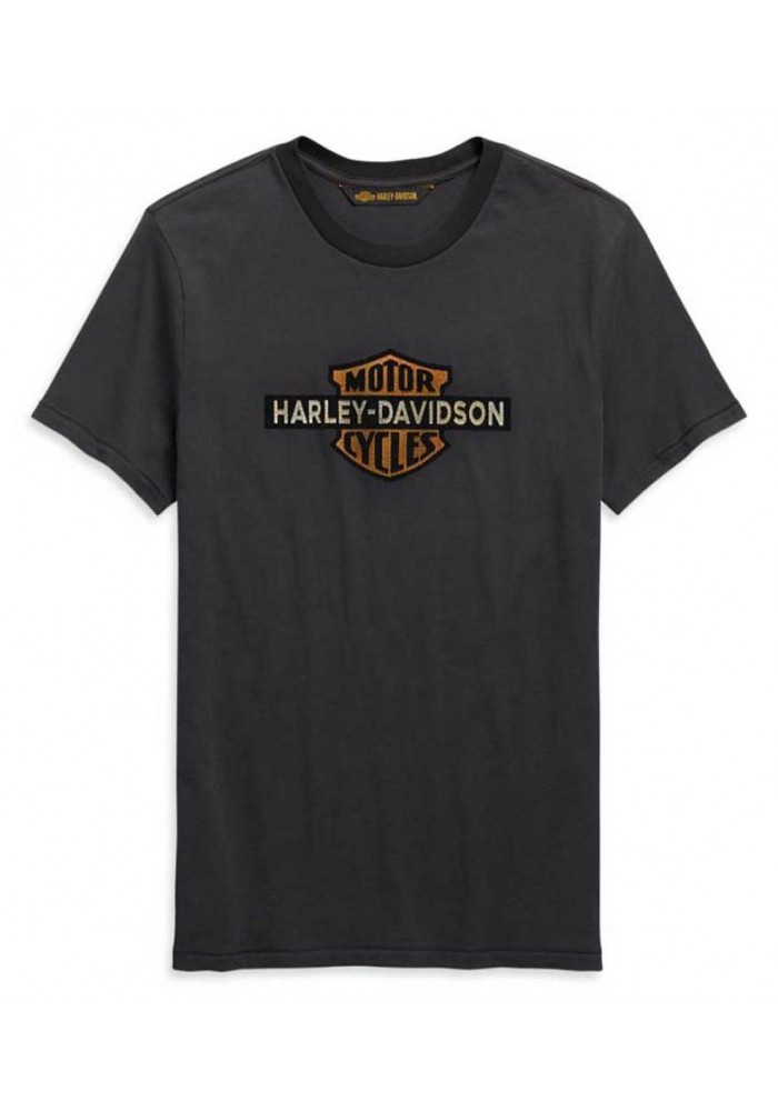 Harley-Davidson Hommes Cracked Print Logo manches courtes Tee Shirt - Gray 99101-20VM
