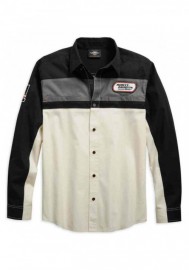 Harley-Davidson Hommes H-D Racing manches longues Woven Shirt Off-White 99163-19VM