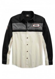 Harley-Davidson Hommes H-D Racing manches longues Woven Shirt  Off-White 99163-19VM