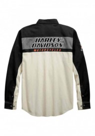 Harley-Davidson Hommes H-D Racing manches longues Woven Shirt Off-White 99163-19VM